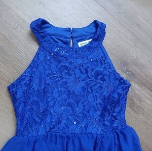 Beautees Elegant Blue Lace Kids Dress